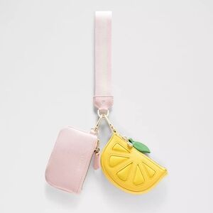 *NWT* LULULEMON Pink Lemon Dual Pouch Wristlet - Textured Leather Alternative